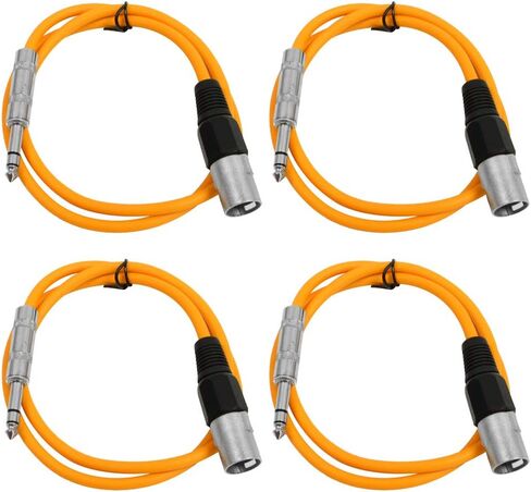 الصوت الزلزالي - SATRXL-M3-4 حزمة من 3 أقدام 1/4 بوصة TRS إلى XLR كابلات تصحيح ذكر - متوازن - سلك تصحيح 3 أقدام - أزرق وأصفر in Kuwait