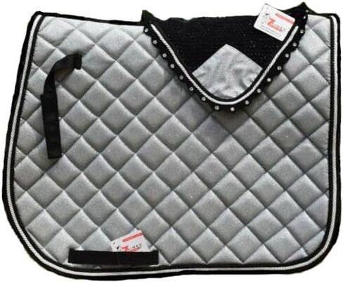 مجموعة وسادة سرج فضية لامعة متطابقة مع غطاء الأذن | معدات عرض الفروسية | مجموعة ماتشي لركوب الخيل | الترويض أو القفز/الصياد in Kuwait