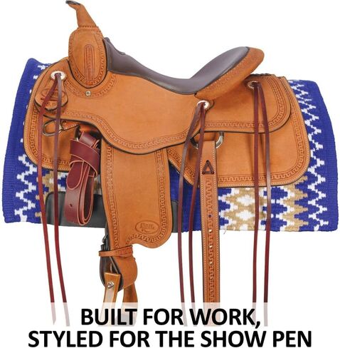 Billy Royal Elite Oiled Roughout Ranch Saddle | Built for Work or Show | Close Contact Fit for Horse Comfort | Includes Hind Cinch Set in Saudi Arabia