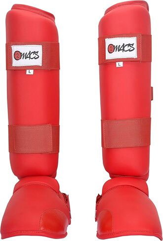 MACS Martial arts Karate hook and loop strap shin guards instep sparring protective kick pads for kids and adults in Kuwait