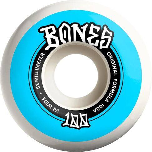Bones Wheels OG Formula Wides 100's Skateboard Wheels, 52mm, 100A, V4 Wide, White in Saudi Arabia