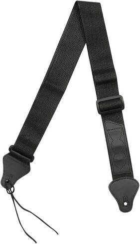 Adjustable Guitar Strap for Acoustic & Electric Guitars - Paddle Insert, Soft Wide Padded Shoulder Support for Comfort, Durable Leather Ends (Black) in Saudi Arabia