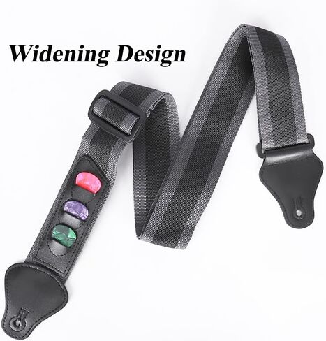 Adjustable Guitar Strap for Acoustic & Electric Guitars - Paddle Insert, Soft Wide Padded Shoulder Support for Comfort, Durable Leather Ends (Black) in Saudi Arabia