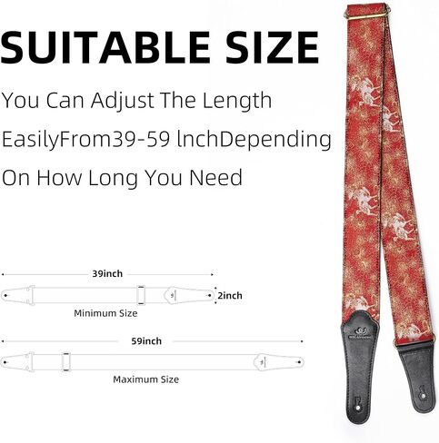 Guitar Strap, Electric& Acoustic bass guitar straps,embroidered filament with Head Cowhide Leather strap, with Free Strap Button,2 guitar Strap Locks，4Guitar Pick (birds and flowers) in Saudi Arabia