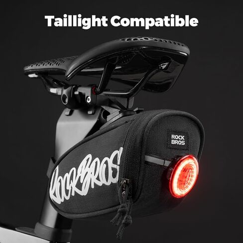ROCKBROS Bike Saddle Bag, Lightweight 120g Bicycle Seat Bag with LED Light Hanging & Reflective Logo, Waterproof 3D Shell Bike Storage Bag for Road & Mountain Bikes,Blue in Saudi Arabia