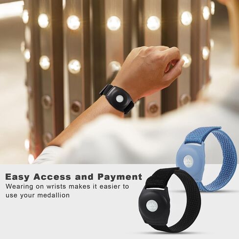 2pcs Princess Cruise Medallion Holder, Adjustable Bracelet for Princess Medallion Wrist Bands with Magic Adhesive Comfortable Princess Medallion Watch Holder Accessories for Men Women (Blue, Black) in Saudi Arabia