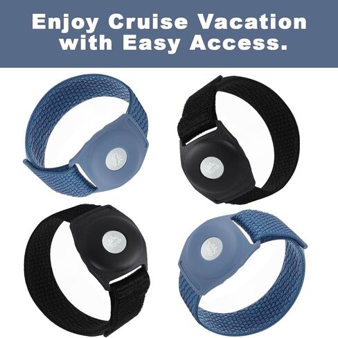 2pcs Princess Cruise Medallion Holder, Adjustable Bracelet for Princess Medallion Wrist Bands with Magic Adhesive Comfortable Princess Medallion Watch Holder Accessories for Men Women (Blue, Black) in Saudi Arabia