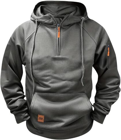 Tactical Hoodie for Men, Military Quarter Zip Pullover Athletic Workout Cargo Hooded Sweatshirt with Pockets in Saudi Arabia
