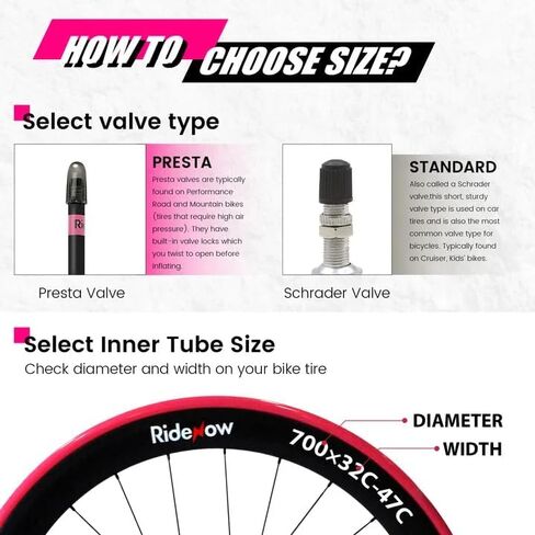 RideNow TPU Road Bike Inner Tube, 2 Pack Gravel Bike Tube 700 x 32C-47C with 45mm/65mm/85mm Presta Valves, Ultra-Light Puncture Resistant Bicycle Inner Tube(Include Bike Inner Tire Patch Repair Kits) in Saudi Arabia