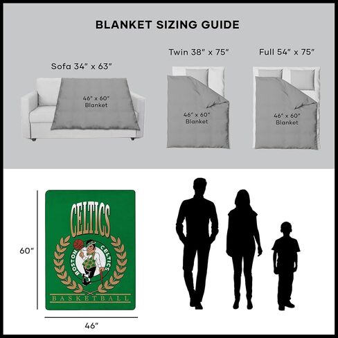 Northwest NBA Boston Celtic Silk Touch Throw Blanket - Official NBA Licensed, Ultra-Soft Fleece - Cozy Game Day Essential for Fans, Unisex Gift, 46" x 60" in Saudi Arabia