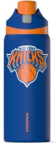 زجاجة مياه Hydrapeak x NBA مرخصة رسميًا من New York Knicks Oasis سعة 32 أونصة مع زر ضغط لغطاء المضغ، زجاجة مياه من الفولاذ المقاوم للصدأ بدون قش، زجاجة مياه معزولة سعة 32 أونصة in Kuwait