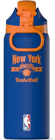 زجاجة مياه Hydrapeak x NBA مرخصة رسميًا من New York Knicks Oasis سعة 32 أونصة مع زر ضغط لغطاء المضغ، زجاجة مياه من الفولاذ المقاوم للصدأ بدون قش، زجاجة مياه معزولة سعة 32 أونصة in Kuwait