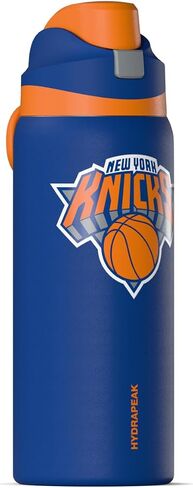زجاجة مياه Hydrapeak x NBA مرخصة رسميًا من New York Knicks Oasis سعة 32 أونصة مع زر ضغط لغطاء المضغ، زجاجة مياه من الفولاذ المقاوم للصدأ بدون قش، زجاجة مياه معزولة سعة 32 أونصة in Kuwait