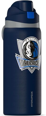 زجاجة مياه Hydrapeak x NBA مرخصة رسميًا من New York Knicks Oasis سعة 32 أونصة مع زر ضغط لغطاء المضغ، زجاجة مياه من الفولاذ المقاوم للصدأ بدون قش، زجاجة مياه معزولة سعة 32 أونصة in Kuwait