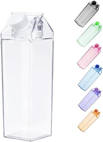 Jinberry 500ml/17Oz Cute Clear Milk Carton Water Bottle Portable Drinkware for Outdoor Climbing Tour or Camping in Saudi Arabia