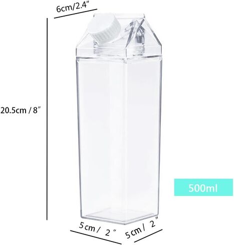 Jinberry 500ml/17Oz Cute Clear Milk Carton Water Bottle Portable Drinkware for Outdoor Climbing Tour or Camping in Saudi Arabia