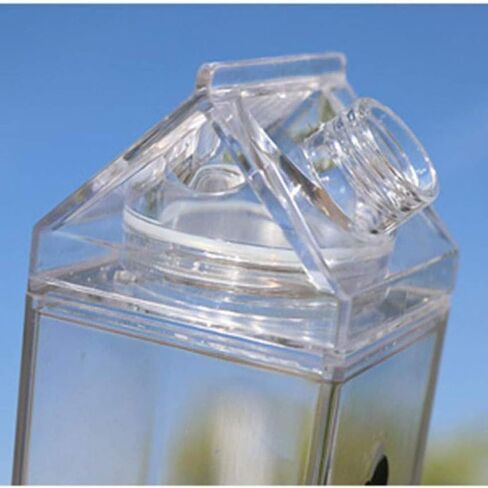 Jinberry 500ml/17Oz Cute Clear Milk Carton Water Bottle Portable Drinkware for Outdoor Climbing Tour or Camping in Saudi Arabia