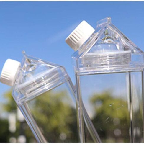 Jinberry 500ml/17Oz Cute Clear Milk Carton Water Bottle Portable Drinkware for Outdoor Climbing Tour or Camping in Saudi Arabia