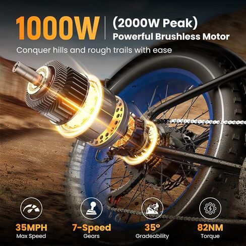 EUYBIKE Electric Bike for Adults, 2000W/3000W Peak Single/Double Motor with 48V/52V 25AH/30AH Battery, 20"x4.0" Fat Tires 35MPH/37MPH Ebike, Dual Hydraulic Disc Brake Full Suspension Electric Bicycle in Saudi Arabia