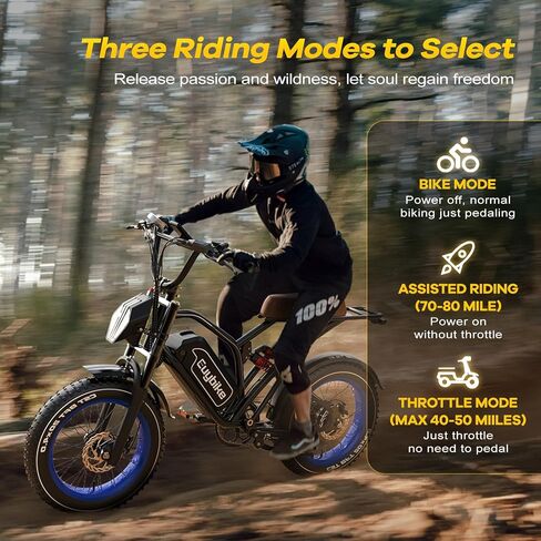 EUYBIKE Electric Bike for Adults, 2000W/3000W Peak Single/Double Motor with 48V/52V 25AH/30AH Battery, 20"x4.0" Fat Tires 35MPH/37MPH Ebike, Dual Hydraulic Disc Brake Full Suspension Electric Bicycle in Saudi Arabia