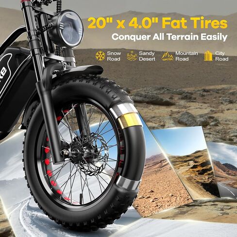 EUYBIKE Electric Bike for Adults, 2000W/3000W Peak Single/Double Motor with 48V/52V 25AH/30AH Battery, 20"x4.0" Fat Tires 35MPH/37MPH Ebike, Dual Hydraulic Disc Brake Full Suspension Electric Bicycle in Saudi Arabia