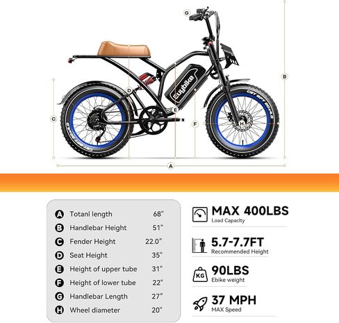 EUYBIKE Electric Bike for Adults, 2000W/3000W Peak Single/Double Motor with 48V/52V 25AH/30AH Battery, 20"x4.0" Fat Tires 35MPH/37MPH Ebike, Dual Hydraulic Disc Brake Full Suspension Electric Bicycle in Saudi Arabia