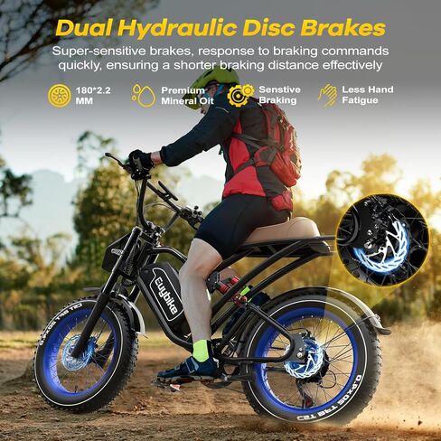 EUYBIKE Electric Bike for Adults, 2000W/3000W Peak Single/Double Motor with 48V/52V 25AH/30AH Battery, 20"x4.0" Fat Tires 35MPH/37MPH Ebike, Dual Hydraulic Disc Brake Full Suspension Electric Bicycle in Saudi Arabia
