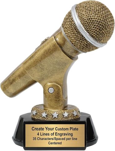 Decade Awards Gold or Silver Microphone Trophy - Custom Engraved Microphone Award to Celebrate Their Voice - Customize Now (6 Inch) in Saudi Arabia