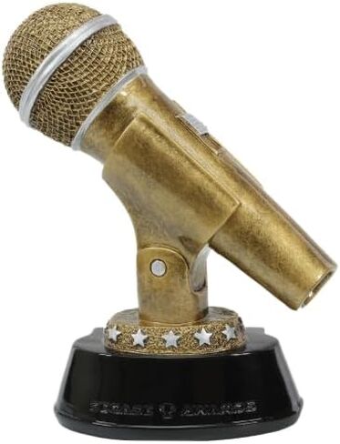 Decade Awards Gold or Silver Microphone Trophy - Custom Engraved Microphone Award to Celebrate Their Voice - Customize Now (6 Inch) in Saudi Arabia