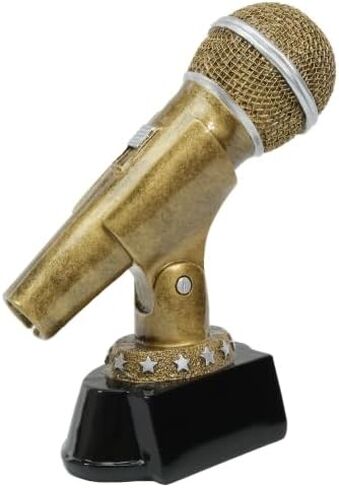 Decade Awards Gold or Silver Microphone Trophy - Custom Engraved Microphone Award to Celebrate Their Voice - Customize Now (6 Inch) in Saudi Arabia