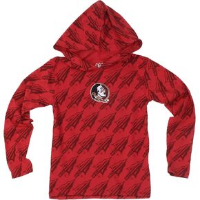 Wes and Willy Kids College All Over Team Logo Long Sleeve Hooded T-Shirt in Saudi Arabia