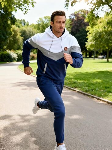 Mens Hoodie Tracksuit Set 2 Pieces Athletic Fleece Hooded Sweatsuit Casual Outfit Sweatshirt and Joggers Set in Saudi Arabia