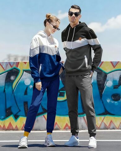 Mens Hoodie Tracksuit Set 2 Pieces Athletic Fleece Hooded Sweatsuit Casual Outfit Sweatshirt and Joggers Set in Saudi Arabia