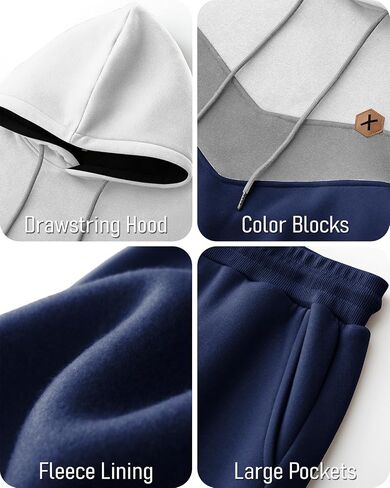 Mens Hoodie Tracksuit Set 2 Pieces Athletic Fleece Hooded Sweatsuit Casual Outfit Sweatshirt and Joggers Set in Saudi Arabia