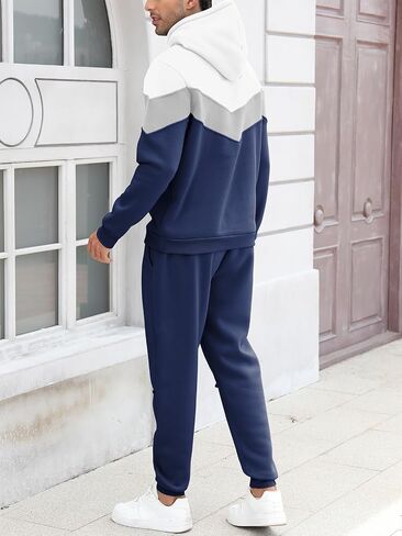 Mens Hoodie Tracksuit Set 2 Pieces Athletic Fleece Hooded Sweatsuit Casual Outfit Sweatshirt and Joggers Set in Saudi Arabia