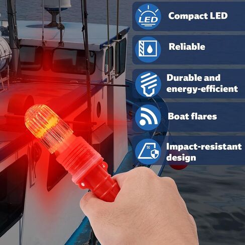 2025 ترقية مشاعل القوارب المعتمدة من خفر السواحل، مجموعة أدوات أمان إشارات الطوارئ LED المقاومة للماء لقوارب الصيد، غطاء حماية البطارية الخامسة وإشارات الطوارئ in Saudi Arabia