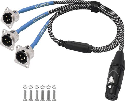 كابل لوحة ذكر XLR أنثى إلى 3 منافذ من النوع D من النوع XLR - موصل D-Sub من سبائك الزنك، ثعبان صوتي محمي لتركيب الحامل وتوزيع الإشارة in Kuwait
