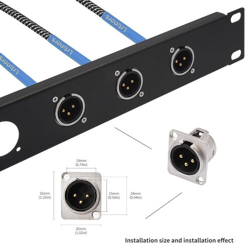 كابل لوحة ذكر XLR أنثى إلى 3 منافذ من النوع D من النوع XLR - موصل D-Sub من سبائك الزنك، ثعبان صوتي محمي لتركيب الحامل وتوزيع الإشارة in Kuwait