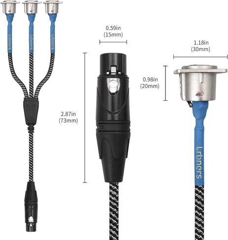 كابل لوحة ذكر XLR أنثى إلى 3 منافذ من النوع D من النوع XLR - موصل D-Sub من سبائك الزنك، ثعبان صوتي محمي لتركيب الحامل وتوزيع الإشارة in Kuwait