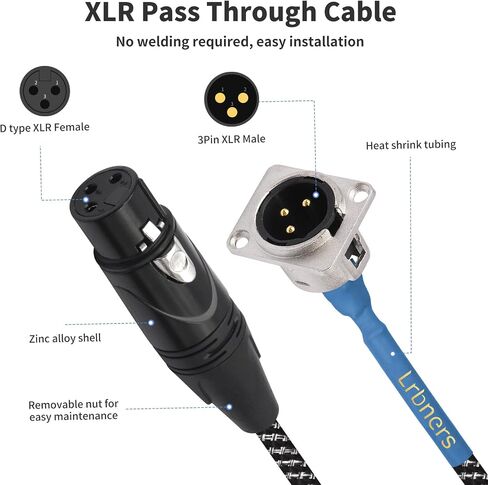 كابل لوحة ذكر XLR أنثى إلى 3 منافذ من النوع D من النوع XLR - موصل D-Sub من سبائك الزنك، ثعبان صوتي محمي لتركيب الحامل وتوزيع الإشارة in Kuwait