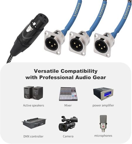كابل لوحة ذكر XLR أنثى إلى 3 منافذ من النوع D من النوع XLR - موصل D-Sub من سبائك الزنك، ثعبان صوتي محمي لتركيب الحامل وتوزيع الإشارة in Kuwait