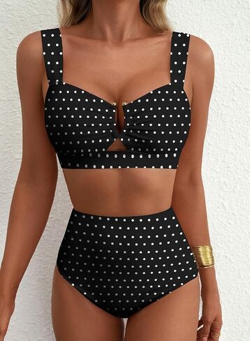 Herseas Women's 2 Piece U Wire Cutout Bikini Sets Floral Print High Waisted Swimsuit 2026 Summer Beach Swim Bathing Suit in Saudi Arabia
