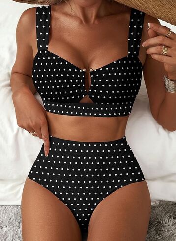 Herseas Women's 2 Piece U Wire Cutout Bikini Sets Floral Print High Waisted Swimsuit 2026 Summer Beach Swim Bathing Suit in Saudi Arabia