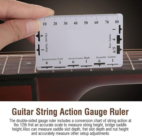 String Action Gauge, 2Pcs String Action Gauge Ruler Guitar Bass Plastic Double Sided Luthier Measuring Tool For Guitar Bass, Guitar Accessories in Saudi Arabia