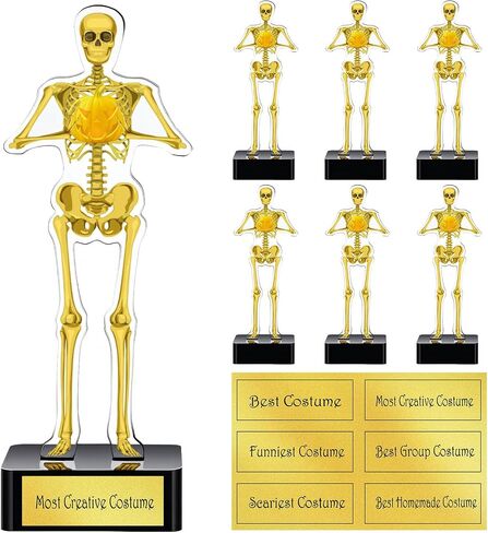 Thyle 6 Pcs Halloween Trophies Halloween Costume Contest Awards 5.9'' Best Costume Skeleton Trophies Acrylic Award Skeleton Trophy Award Funny Contest Skull Trophy for Halloweens Party Supplies in Saudi Arabia