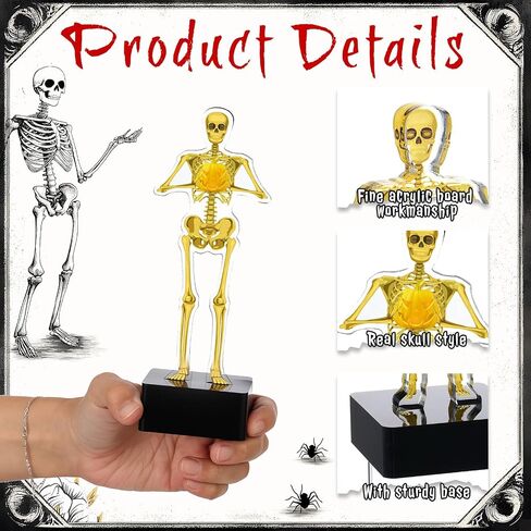 Thyle 6 Pcs Halloween Trophies Halloween Costume Contest Awards 5.9'' Best Costume Skeleton Trophies Acrylic Award Skeleton Trophy Award Funny Contest Skull Trophy for Halloweens Party Supplies in Saudi Arabia
