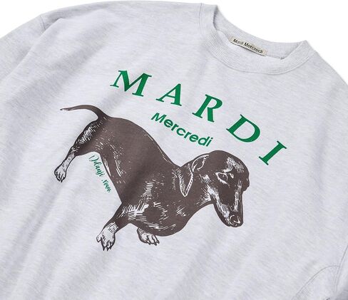 سويت شيرت نسائي برسومات DDANJI، مصنوع من القطن بنسبة 100%، بياقة دائرية وقصة مريحة، طباعة Dachshund مميزة in Kuwait