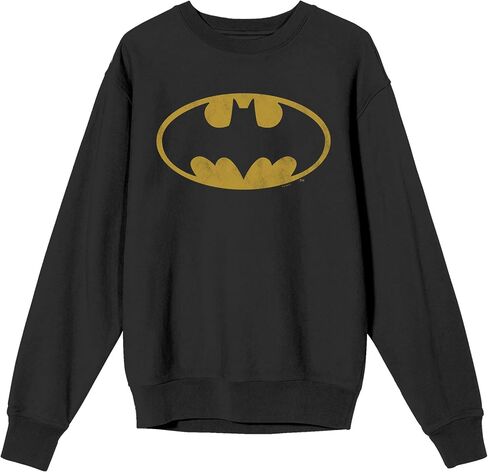 Bioworld Batman Distressed Bat Emblem Women's Black Crew Neck Fleece Sweatshirt in Saudi Arabia
