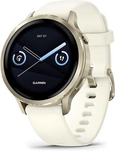 Garmin Venu 4, 41mm, Advanced Fitness Tracker GPS Smartwatch, 1.2" AMOLED Display, Built-in Flashlight, 10 Days of Battery Life, Lunar Gold with Bone Silicone Band (Watch Bundle) in Saudi Arabia