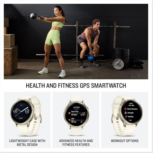Garmin Venu 4, 41mm, Advanced Fitness Tracker GPS Smartwatch, 1.2" AMOLED Display, Built-in Flashlight, 10 Days of Battery Life, Lunar Gold with Bone Silicone Band (Watch Bundle) in Saudi Arabia